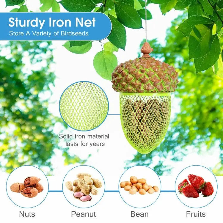 Outdoor Hanging Metal Acorn Wild Bird Feeder Garden Yard Food Dispenser Bird Supplies