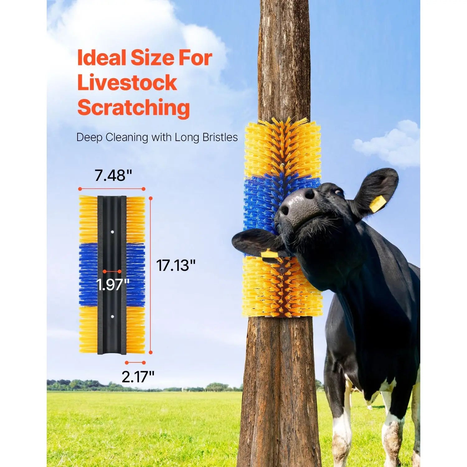 "3-Piece Livestock Scratching Brush Set for Horses & Cows 17.1 X 7.5 Cow Scratcher Back Itch Relief Easy Cleaning"